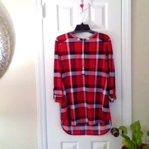 NYGARD Plaid Long Sleeve Pullover Blouse